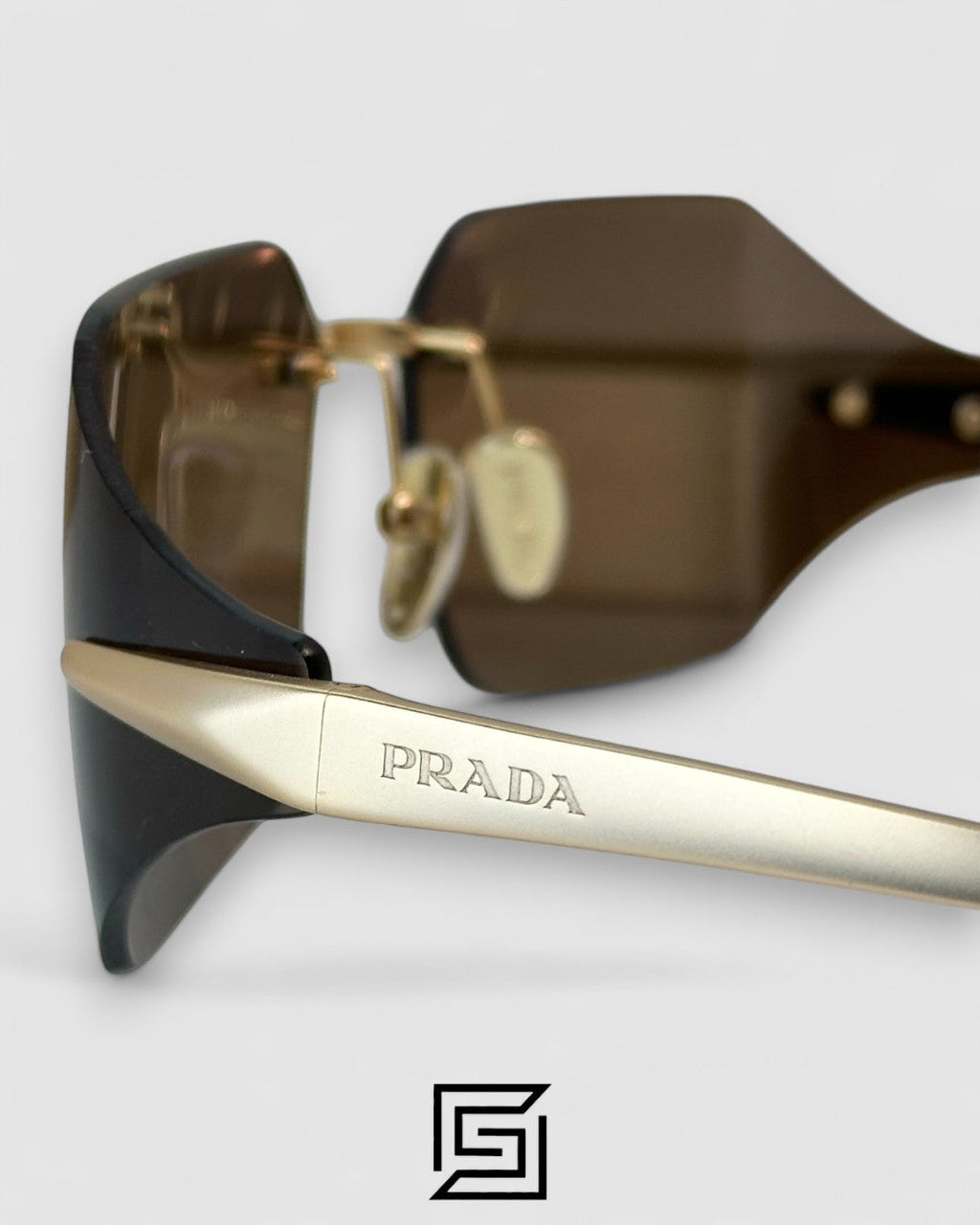 Prada SPR A55 Brown Lenses Gold Frame