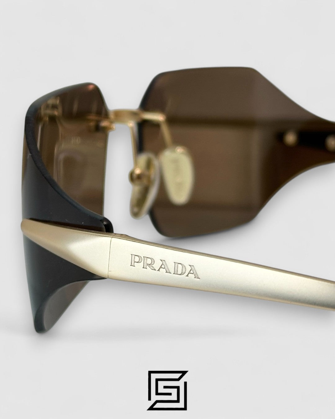 Prada SPR A55 Brown Lenses Gold Frame