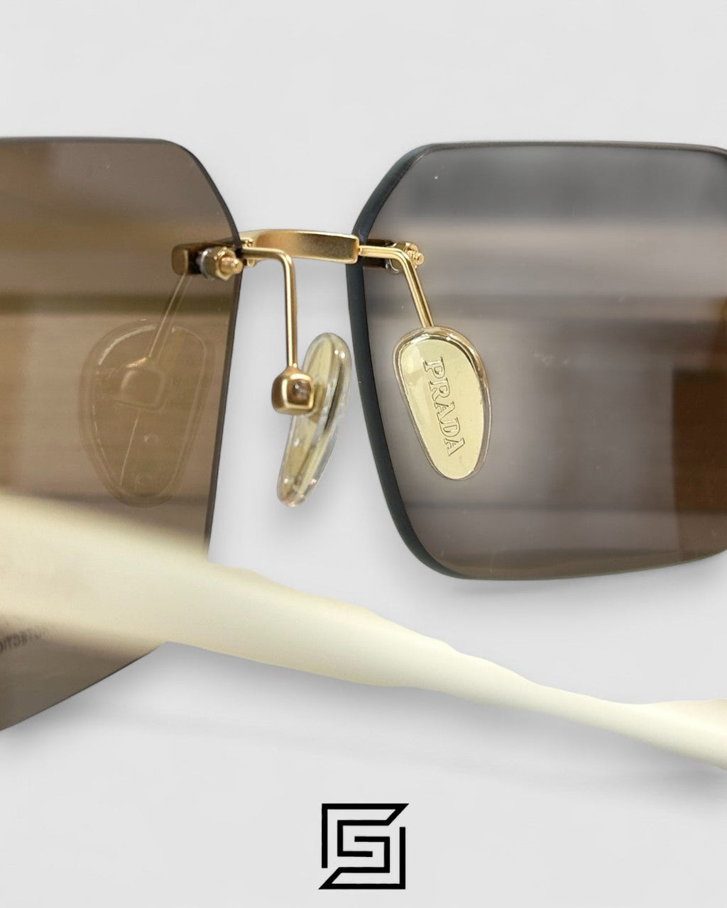 Prada SPR A55 Brown Lenses Gold Frame