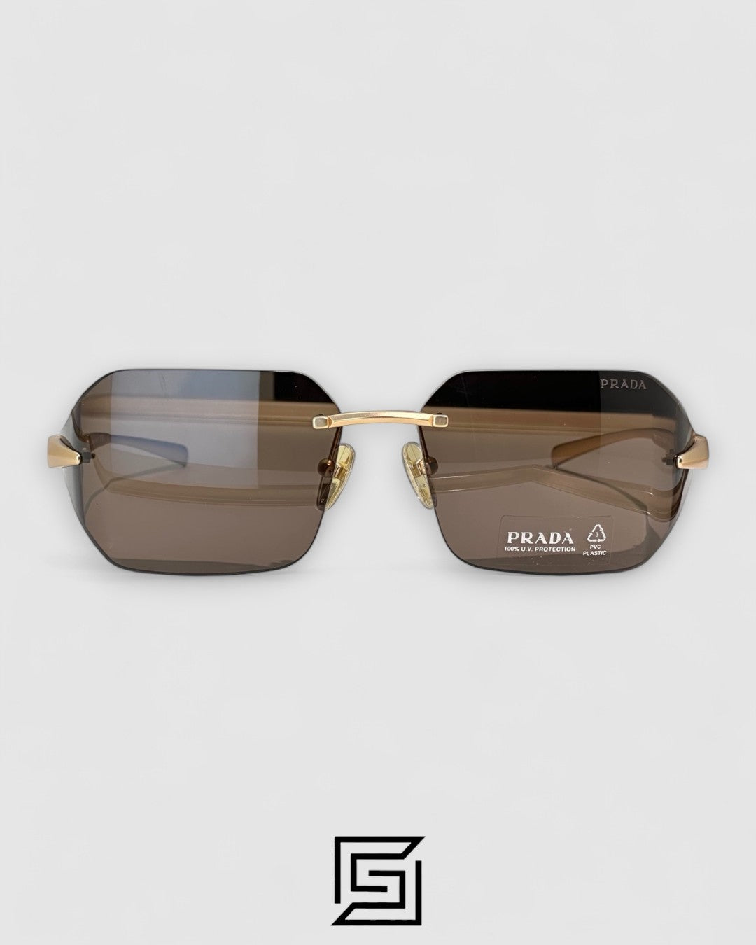 Prada SPR A55 Brown Lenses Gold Frame