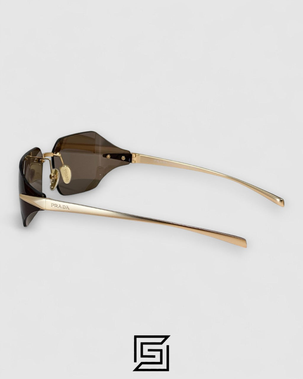 Prada SPR A55 Brown Lenses Gold Frame