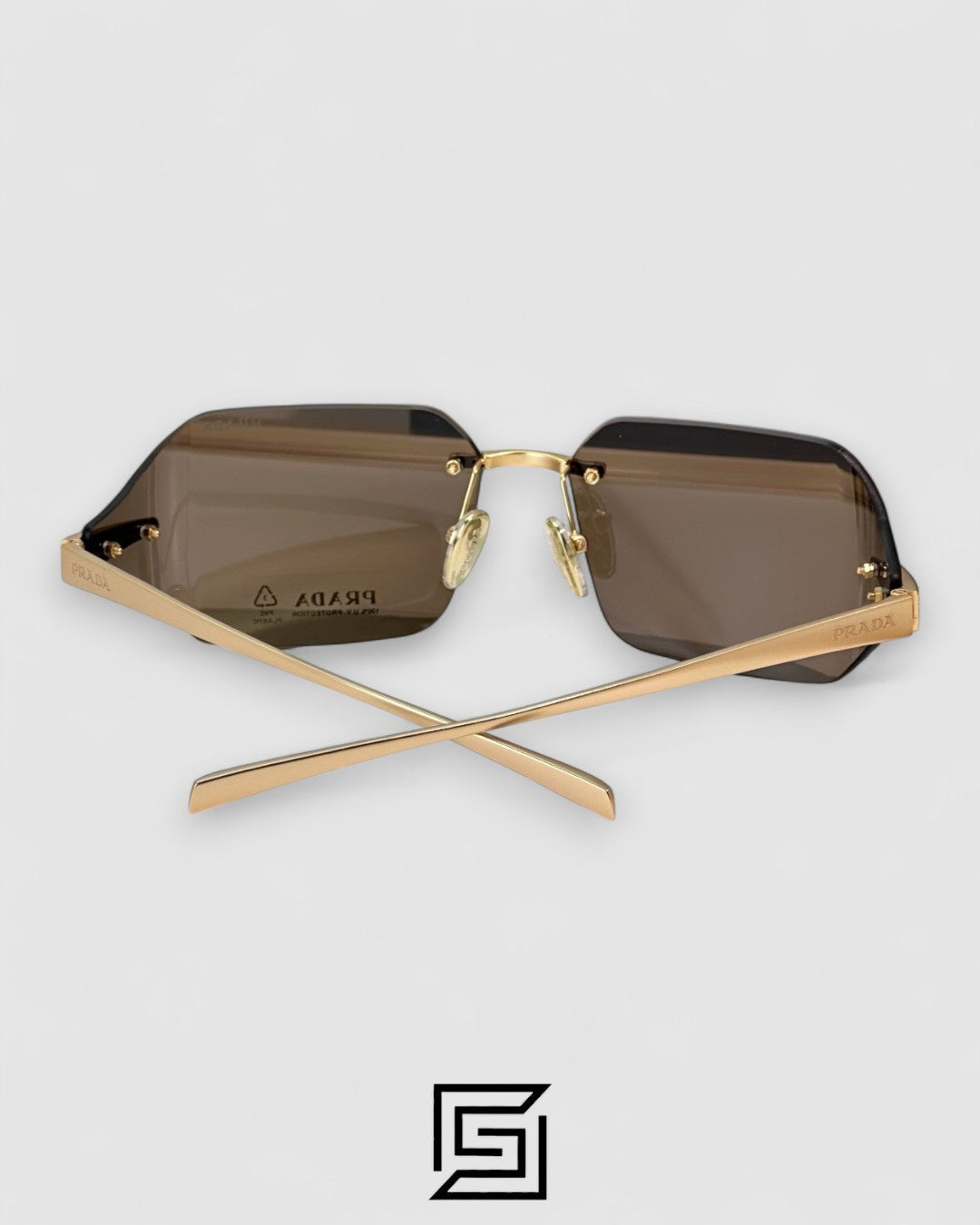 Prada SPR A55 Brown Lenses Gold Frame