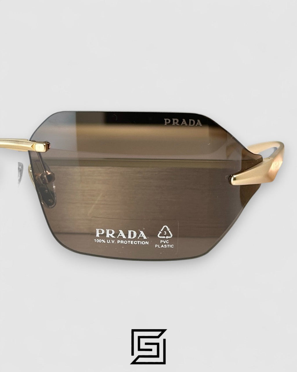 Prada SPR A55 Brown Lenses Gold Frame