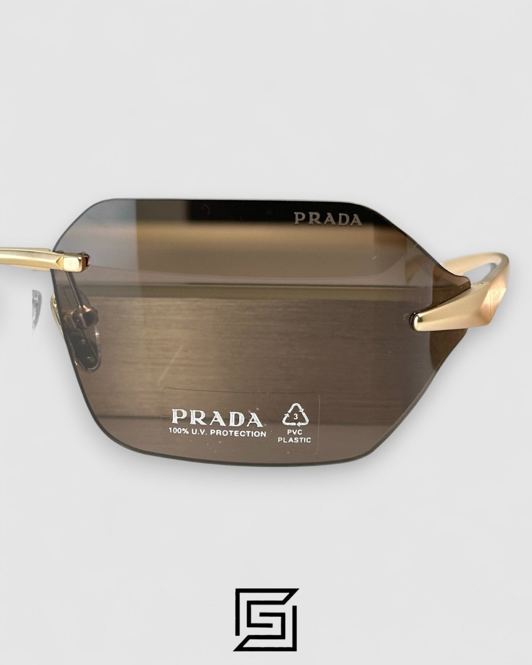 Prada SPR A55 Brown Lenses Gold Frame