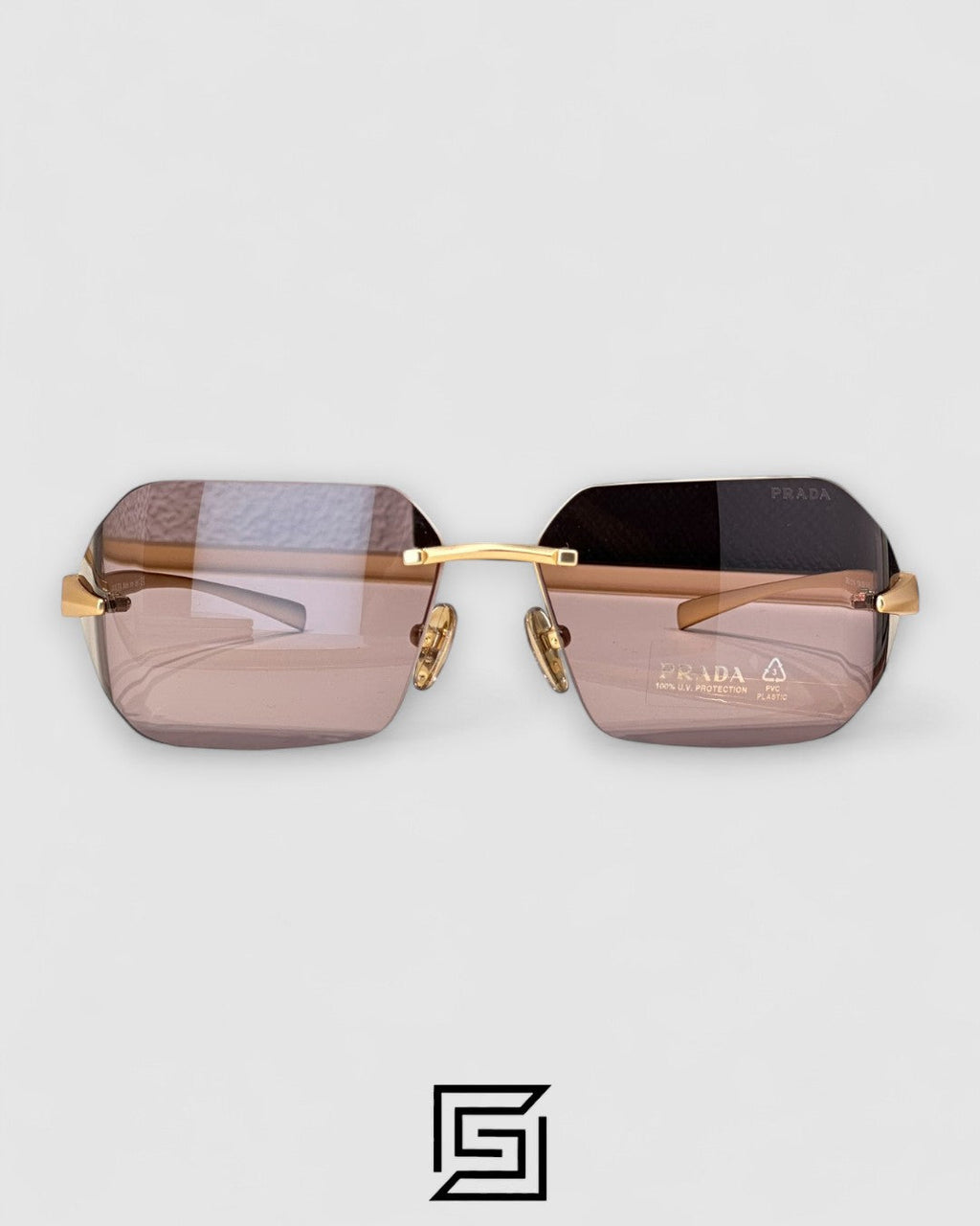 Prada SPR A55 Red Lenses Gold Frame