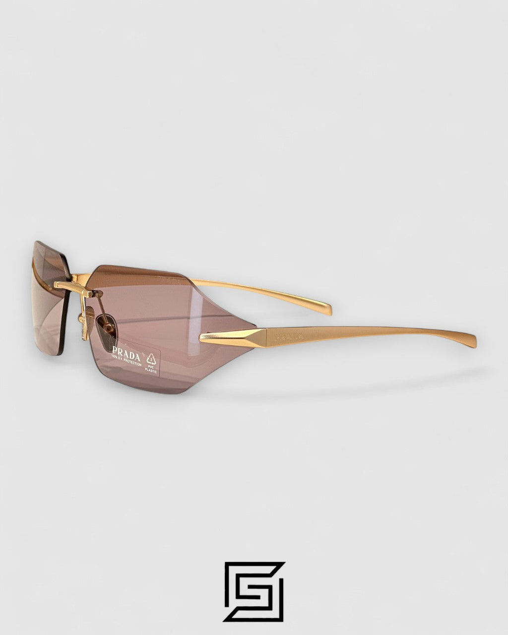 Prada SPR A55 Red Lenses Gold Frame