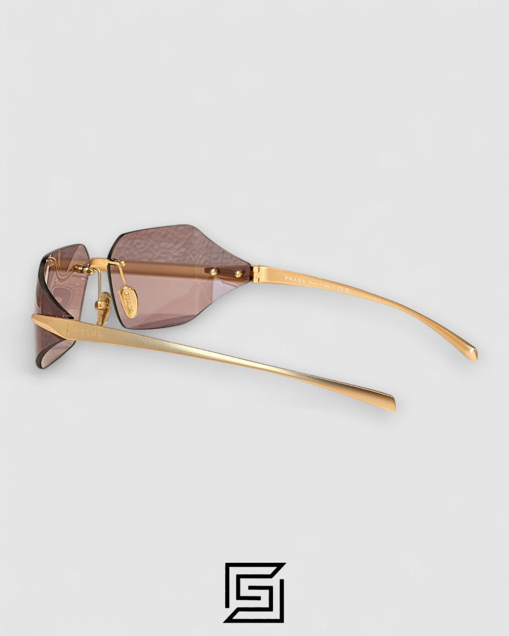 Prada SPR A55 Red Lenses Gold Frame