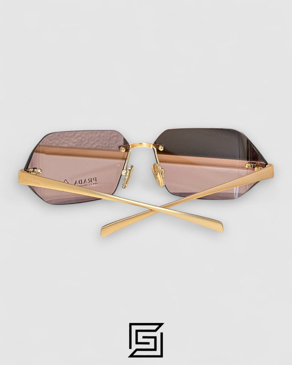 Prada SPR A55 Red Lenses Gold Frame