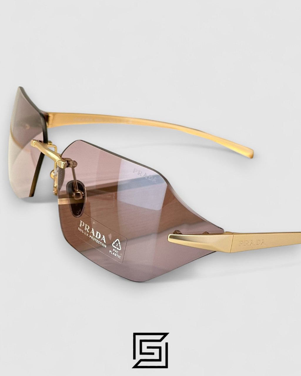 Prada SPR A55 Red Lenses Gold Frame