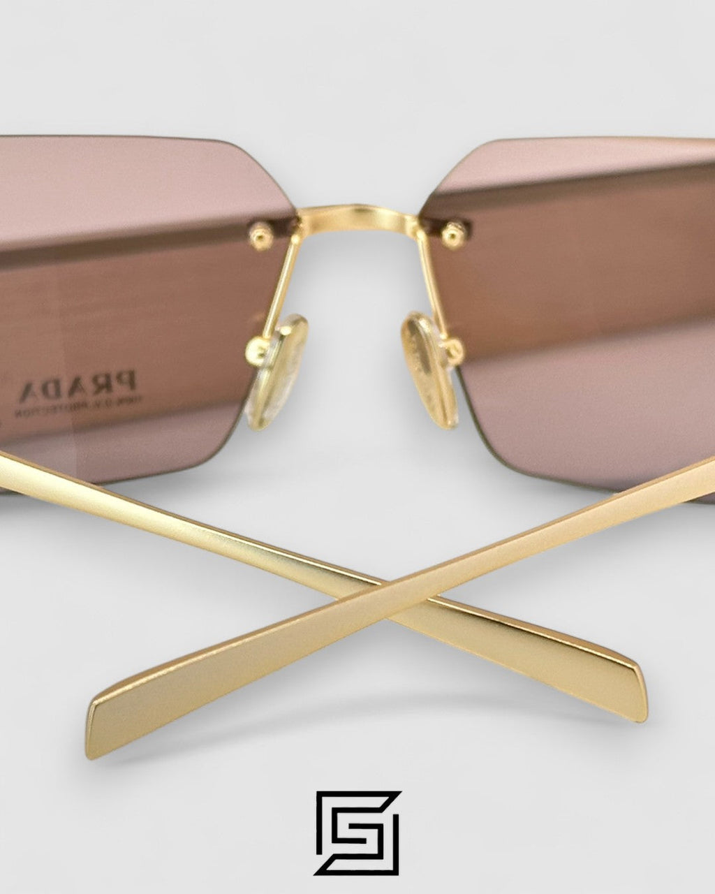 Prada SPR A55 Red Lenses Gold Frame