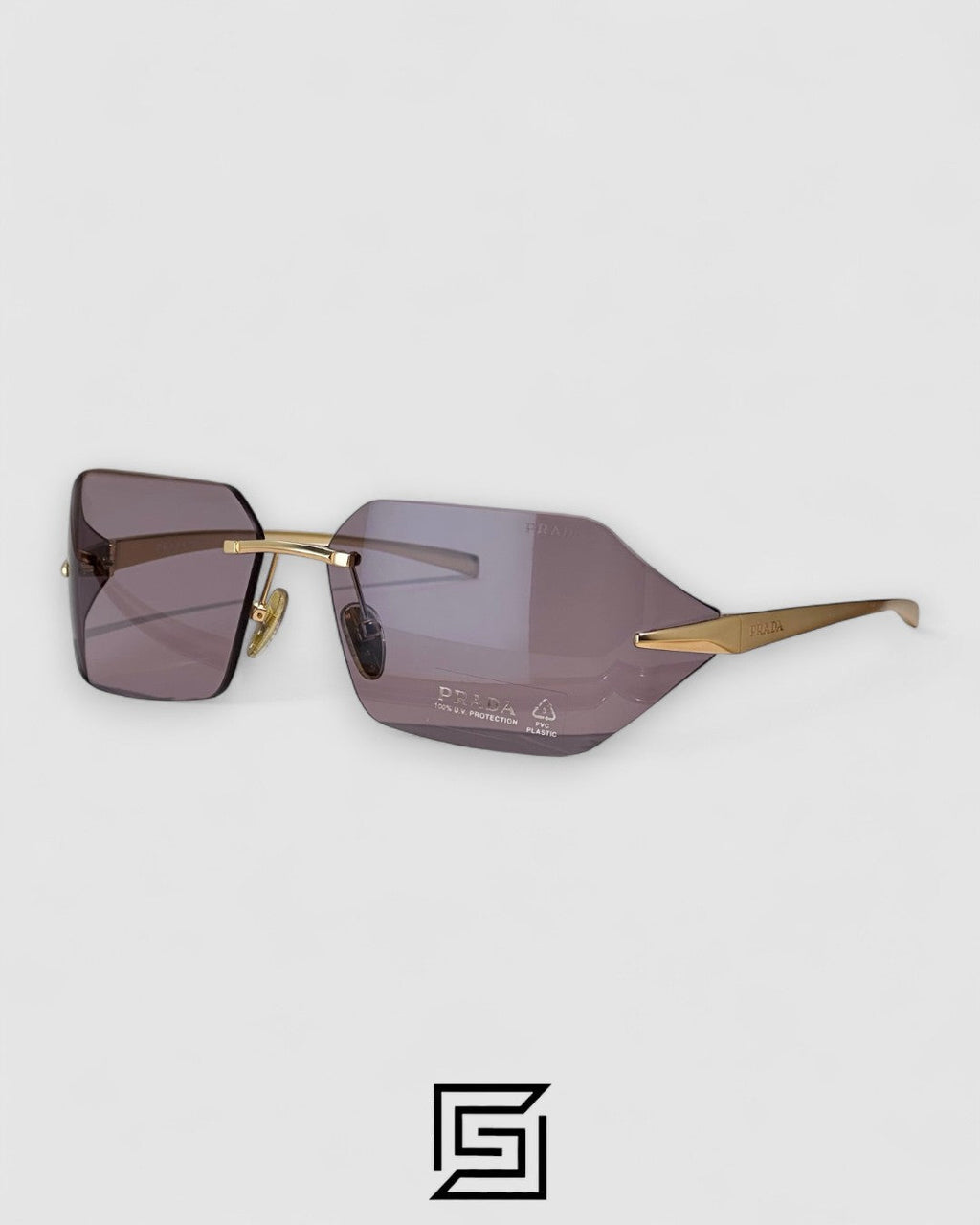 Prada SPR A55 Red Lenses Gold Frame