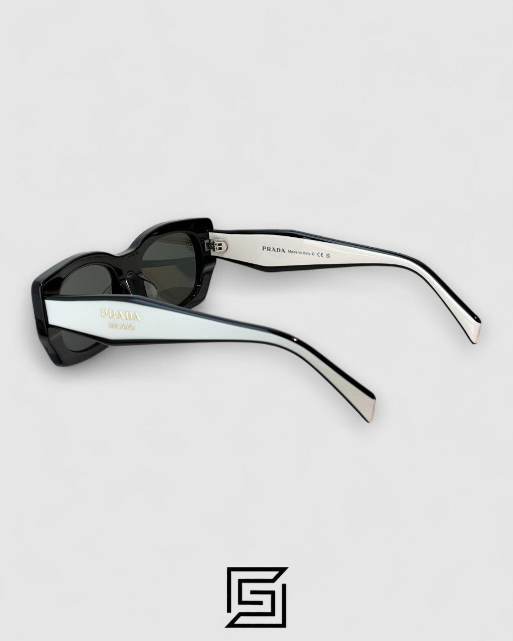Prada PRB05 Black Lenses Black Frame White Arm