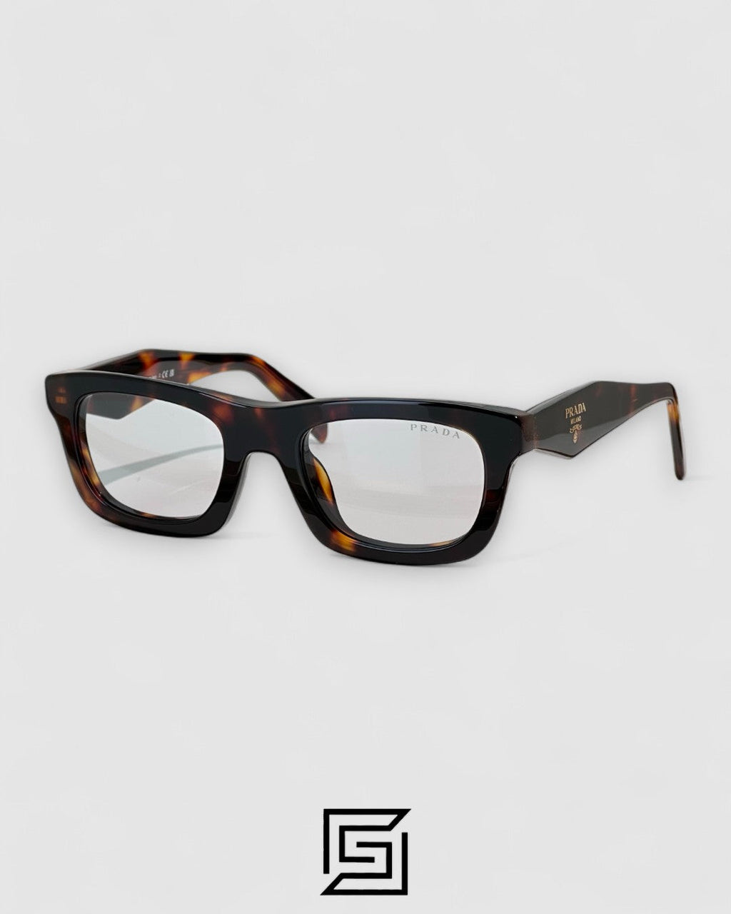Prada SPR C06 Light Grey Lenses Tiger Brown Frame