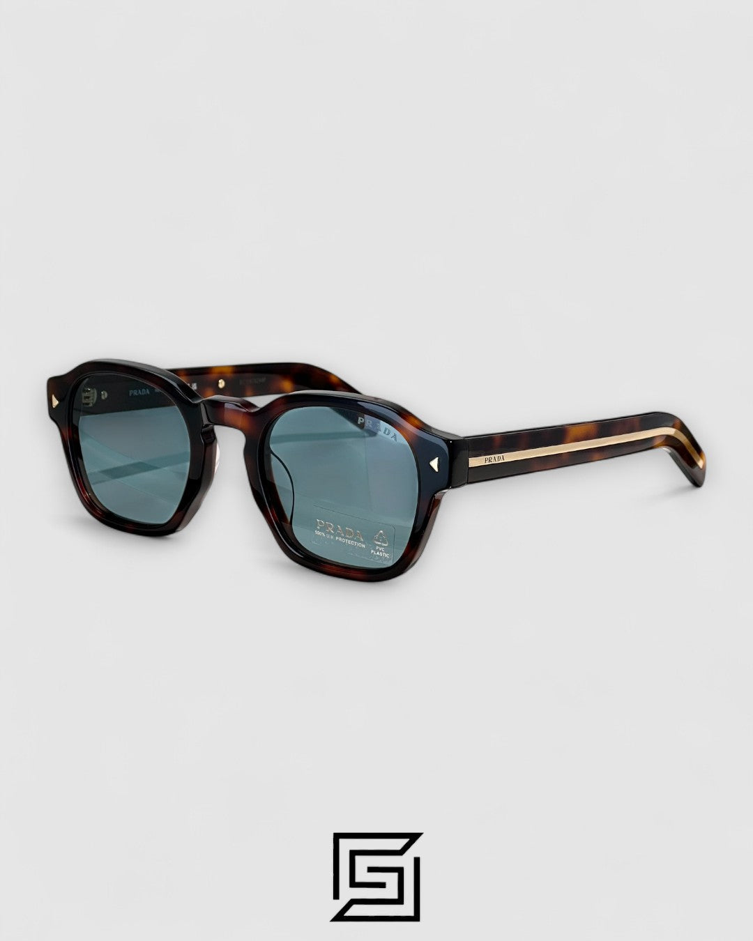 Prada SPR A16 Blue Lenses Tiger Brown Frame