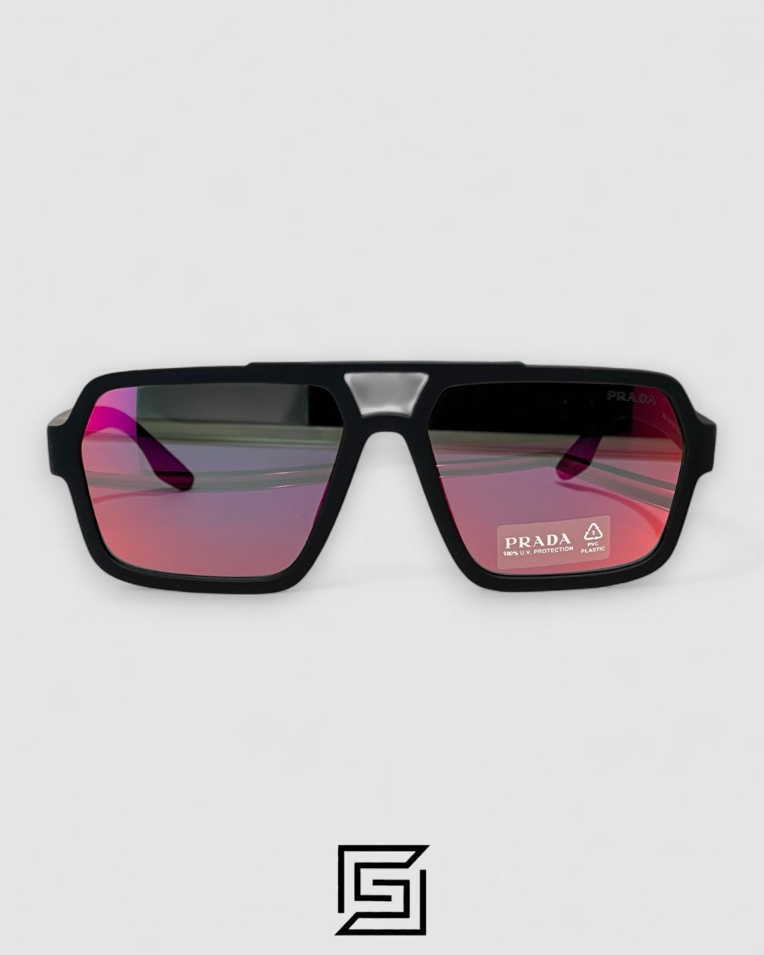 Prada SPS 01X Red Mirror Lenses Black Frame