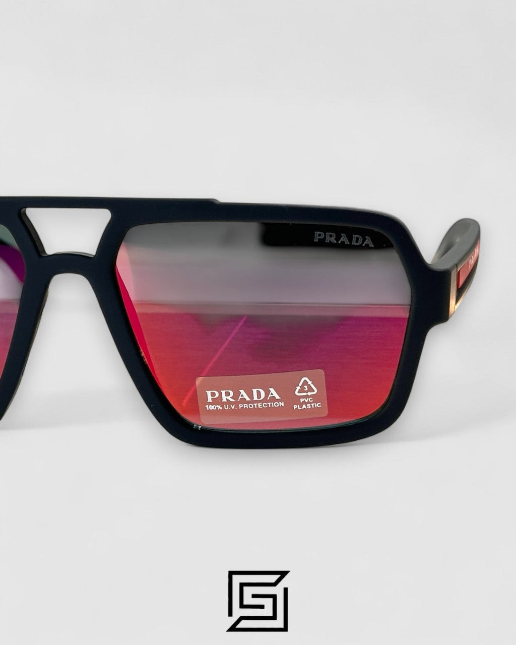 Prada SPS 01X Red Mirror Lenses Black Frame