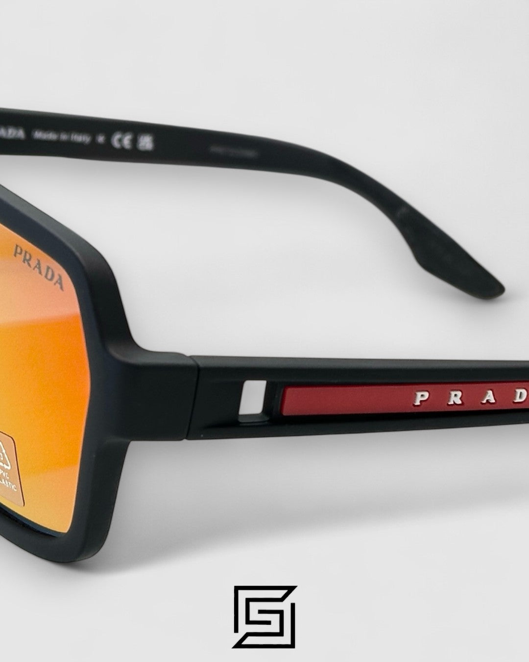 Prada SPS 01X Red Mirror Lenses Black Frame