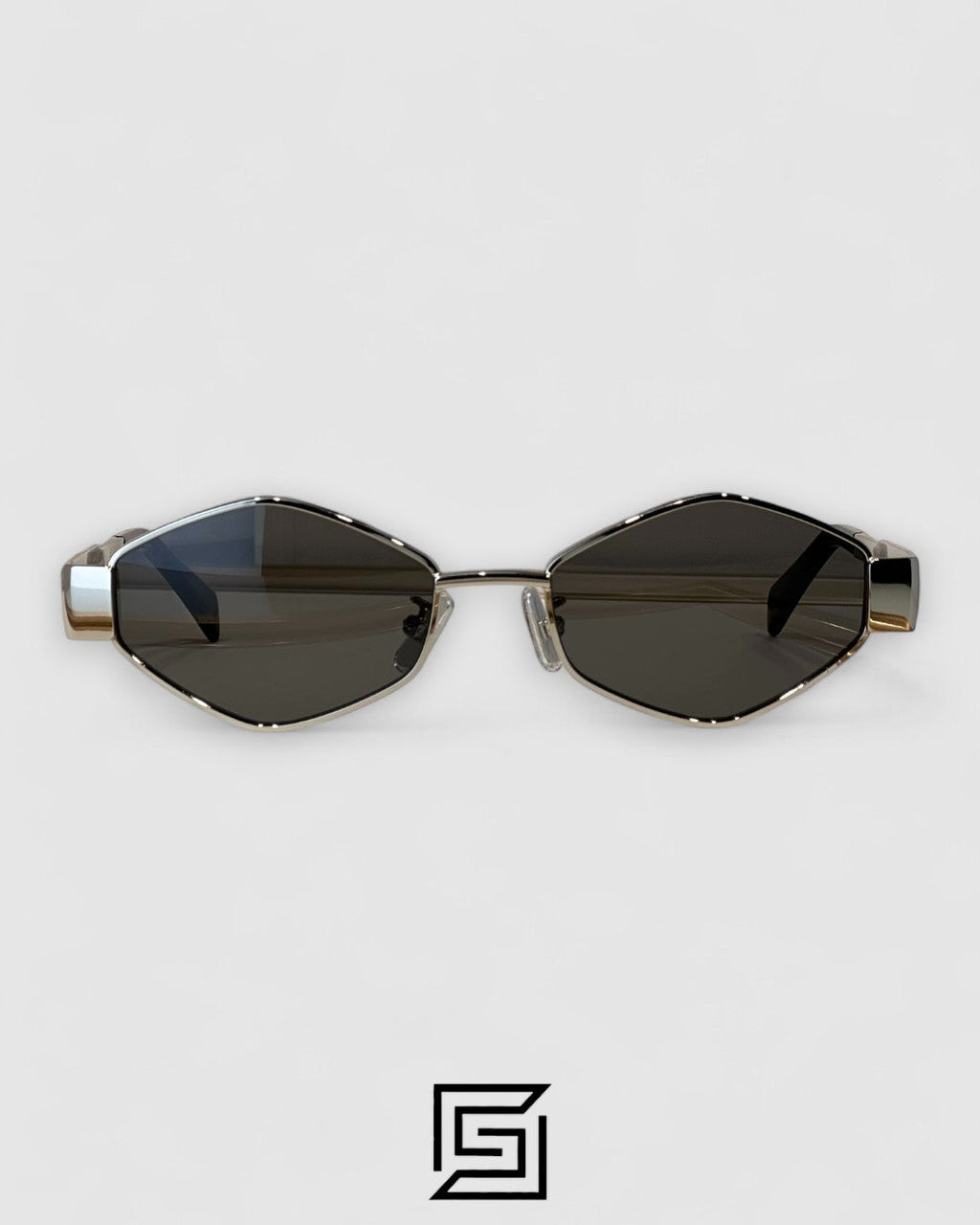 CELINE CL40254U عدسات سوداء بإطار فضي