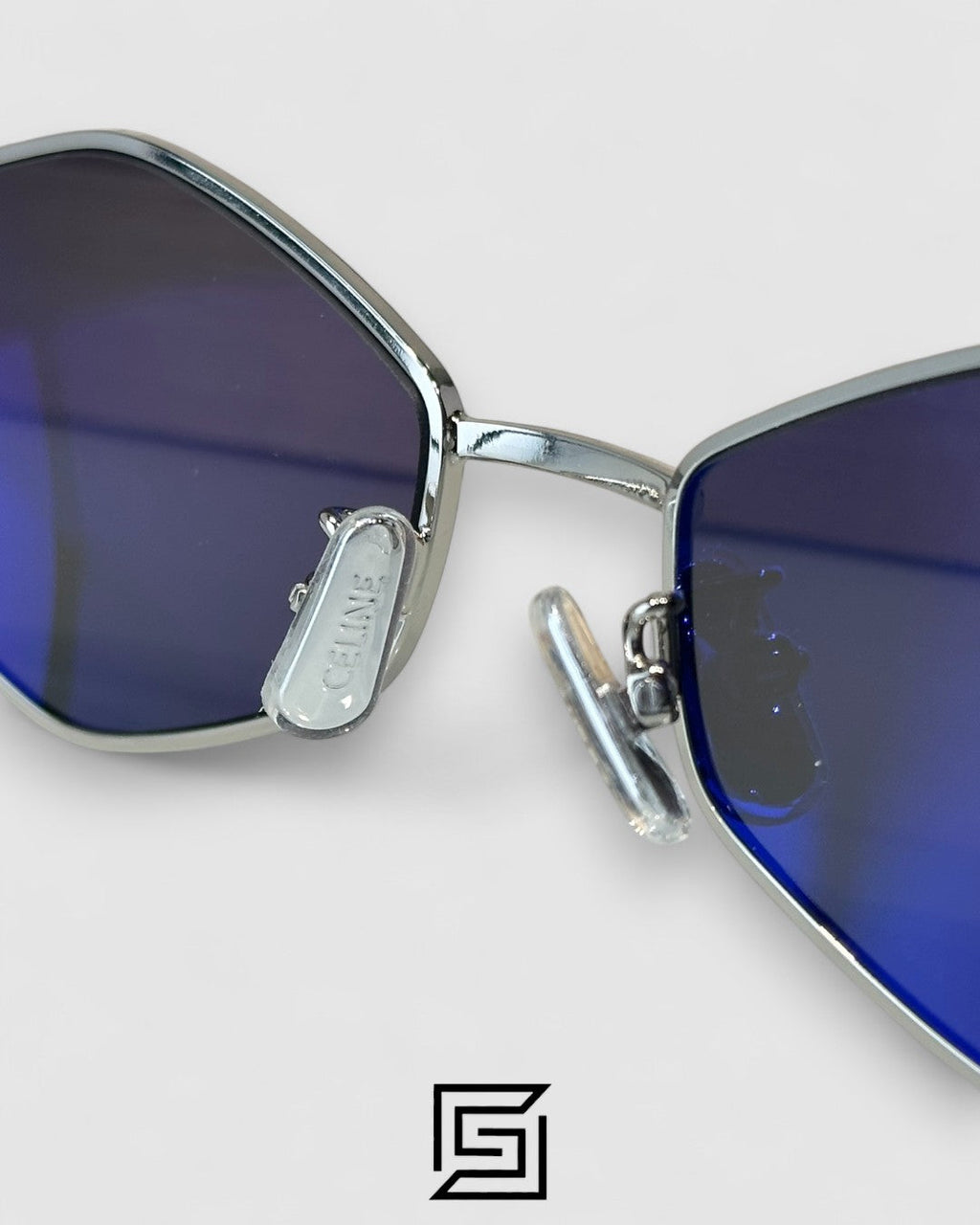 CELINE CL40254U عدسات سوداء بإطار فضي