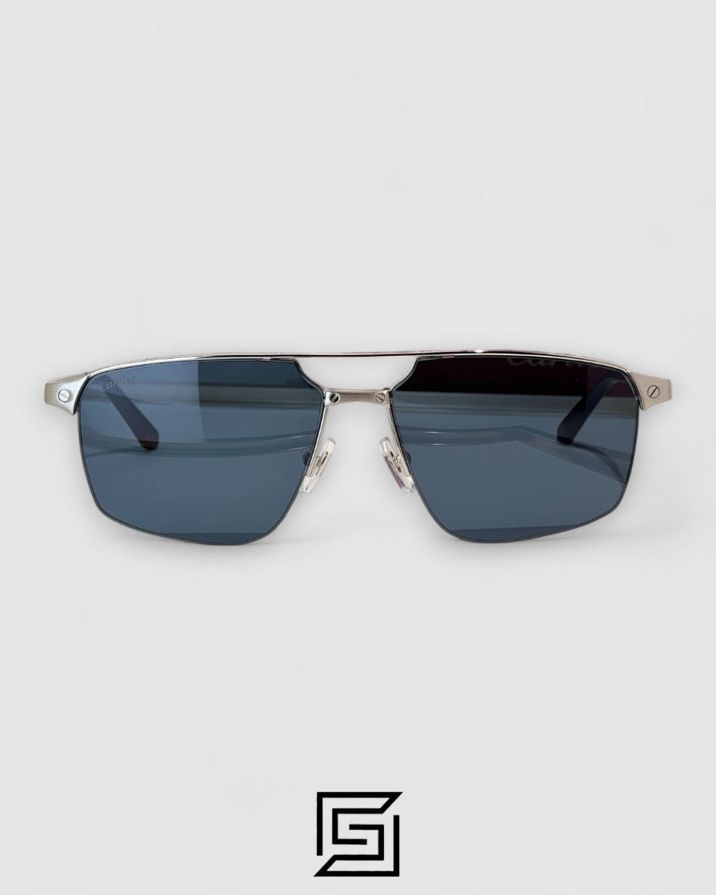 Cartier CT0385S Dark Blue Lenses Silver Frame