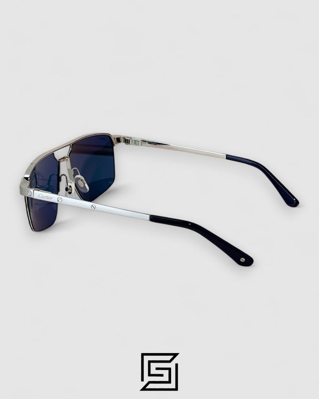 Cartier CT0385S Dark Blue Lenses Silver Frame
