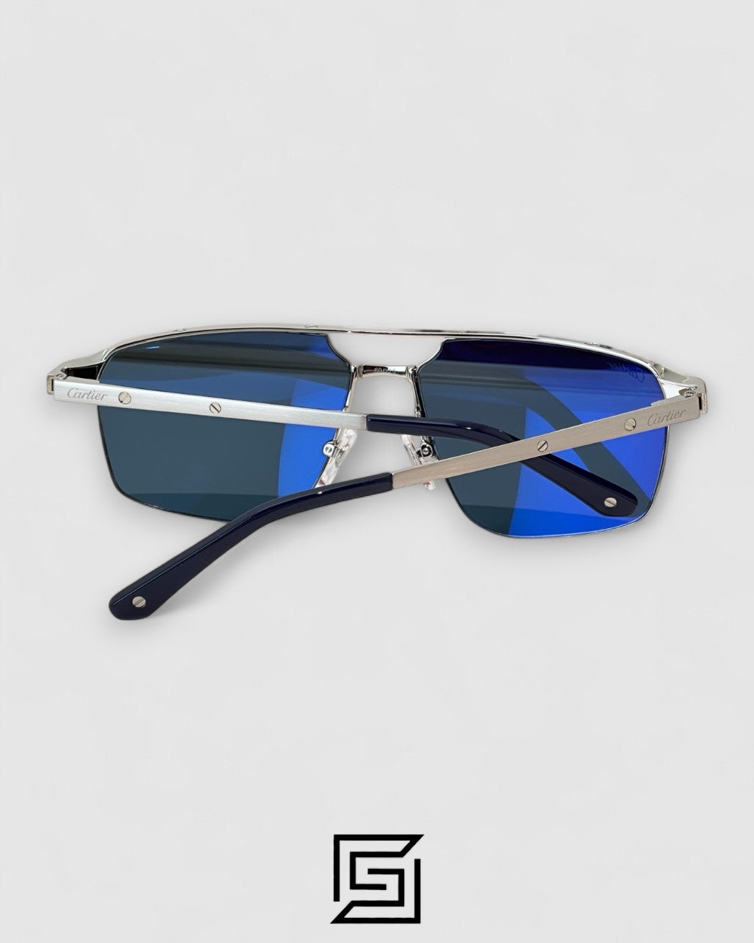 Cartier CT0385S Dark Blue Lenses Silver Frame