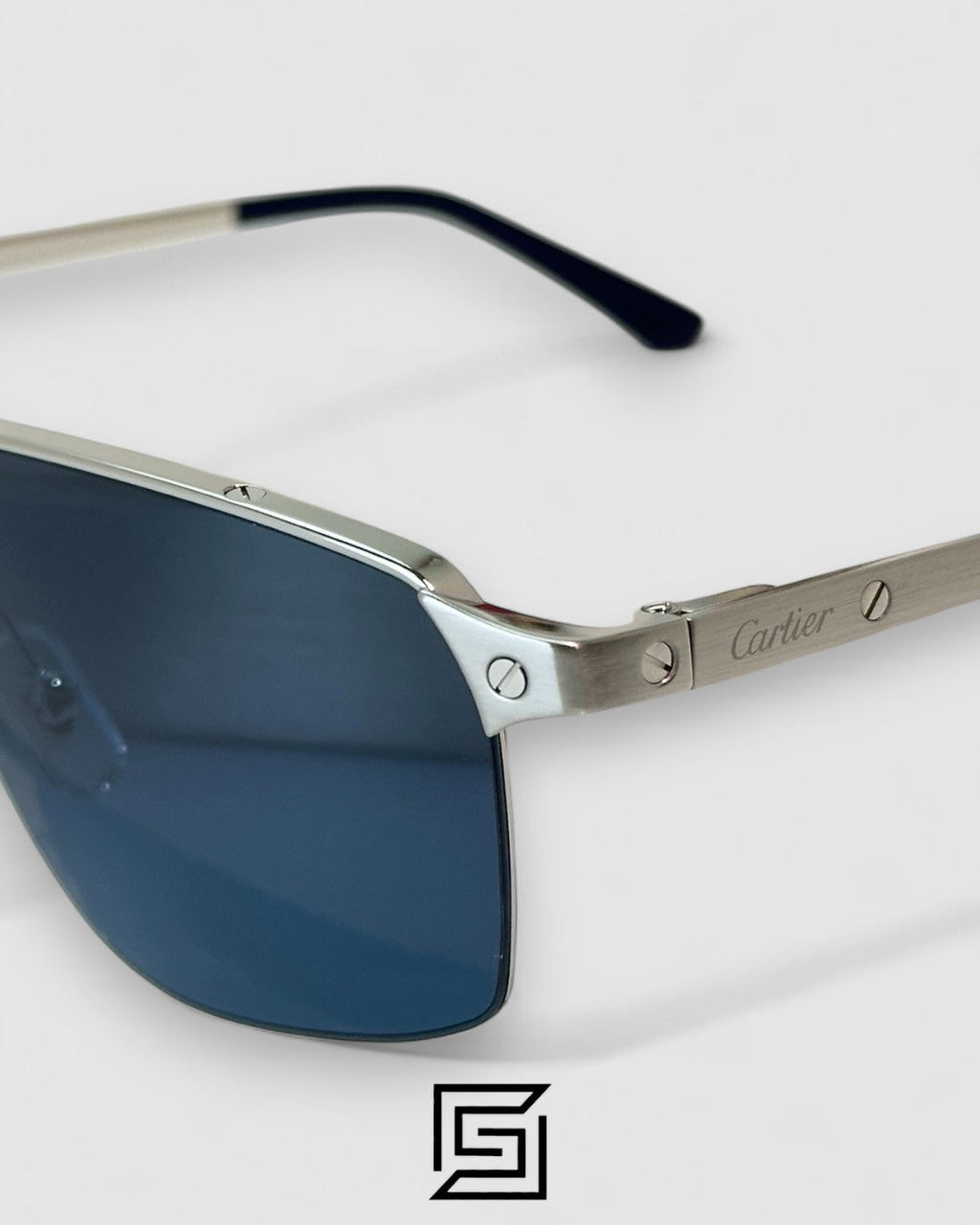 Cartier CT0385S Dark Blue Lenses Silver Frame