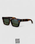نظارة Off-White OER111 بعدسات زيتونية وإطار بني بلون جلد النمر