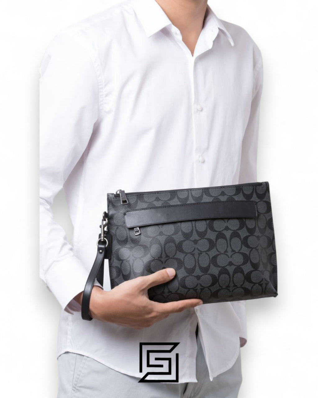 Coach Carry All Pouch In Signature Canvas Grey – Style No. F29508