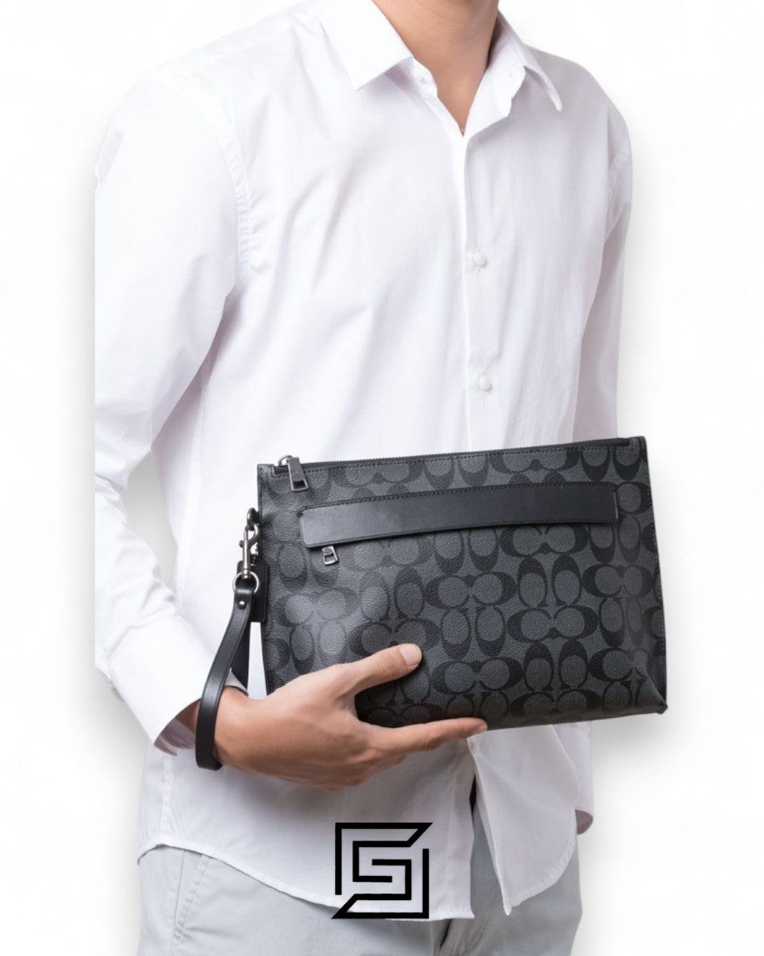 Coach Carry All Pouch In Signature Canvas Grey – Style No. F29508
