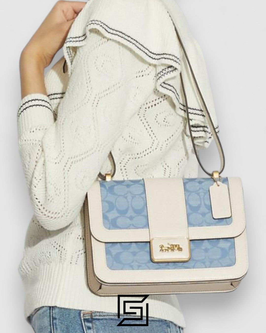 Coach Blue Ladies Alie Shoulder Bag In Signature Chambray – Style No. C4691