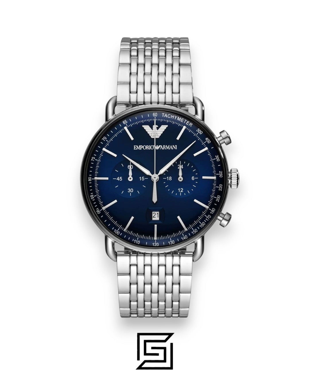 Emporio Armani AR11238 Aviator Chronograph Men's Watch Blue Dial 43mm