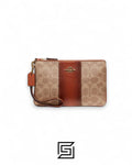 Coach Small Wristlet In Colorblock Signature Canva Brown x Brown No. F32445