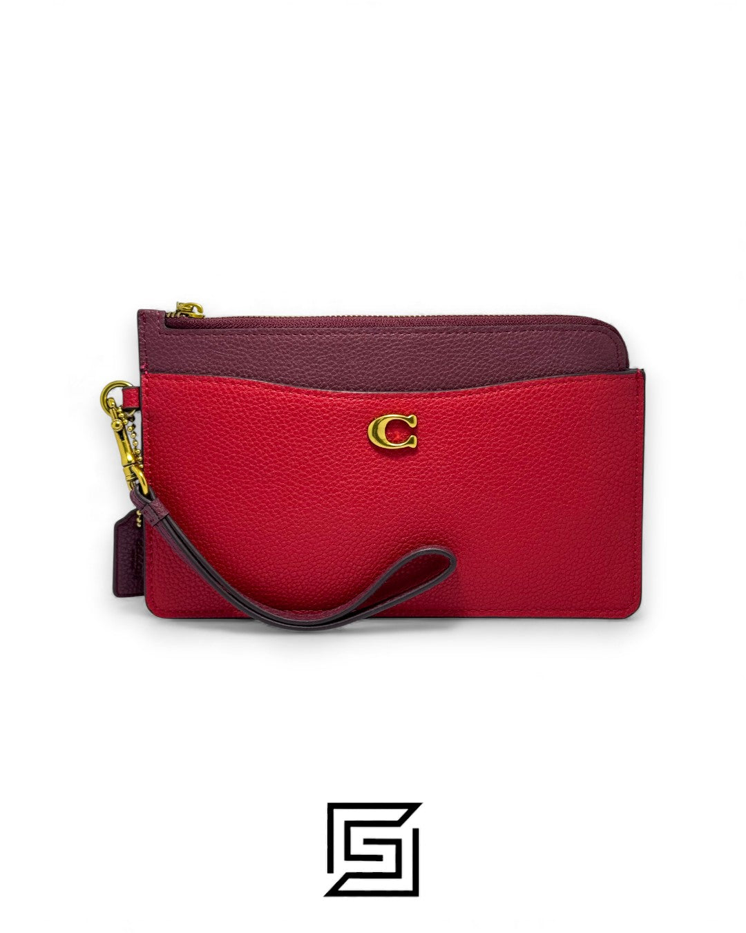 Coach L Zip Wristlet In Colorblock Red Style No. C8569