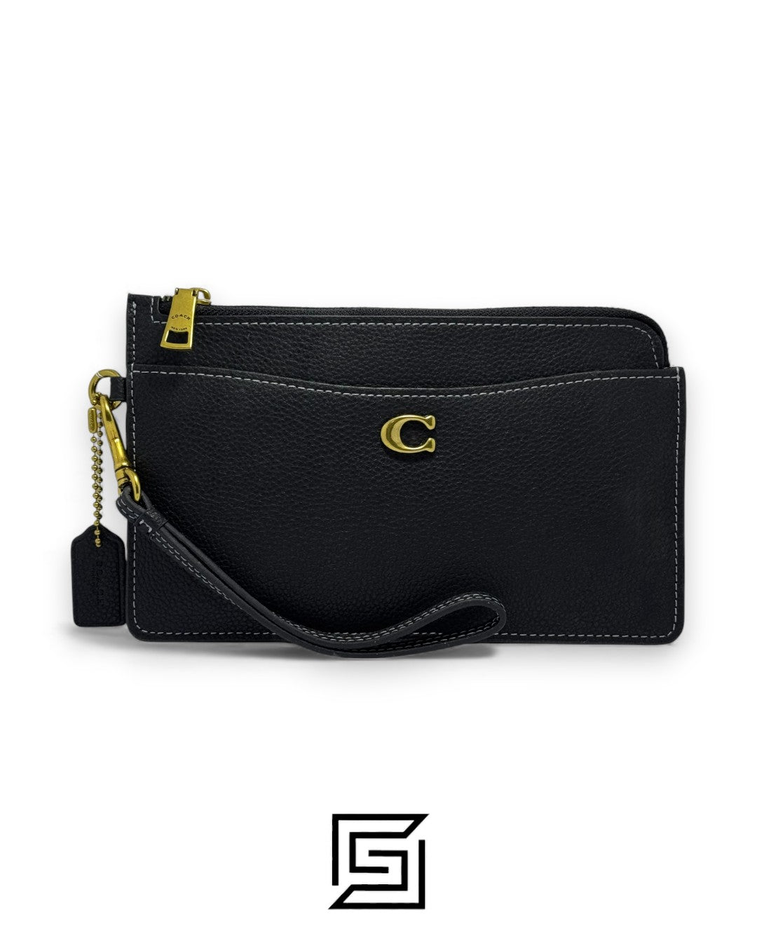 سوار معصم L من Coach بسحاب بألوان متعددة أسود رقم التصميم C8434