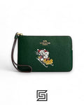 Coach X Disney Corner Zip Wristlet With Sled Motif Dark Pine Style No. CN025
