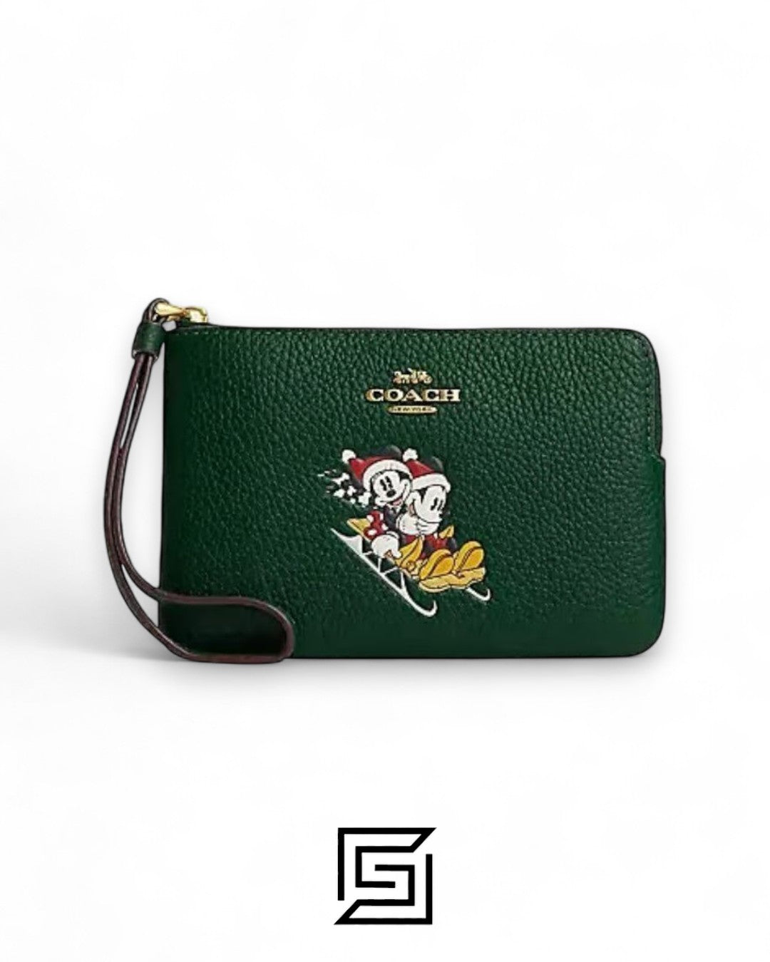 Coach X Disney Corner Zip Wristlet With Sled Motif Dark Pine Style No. CN025