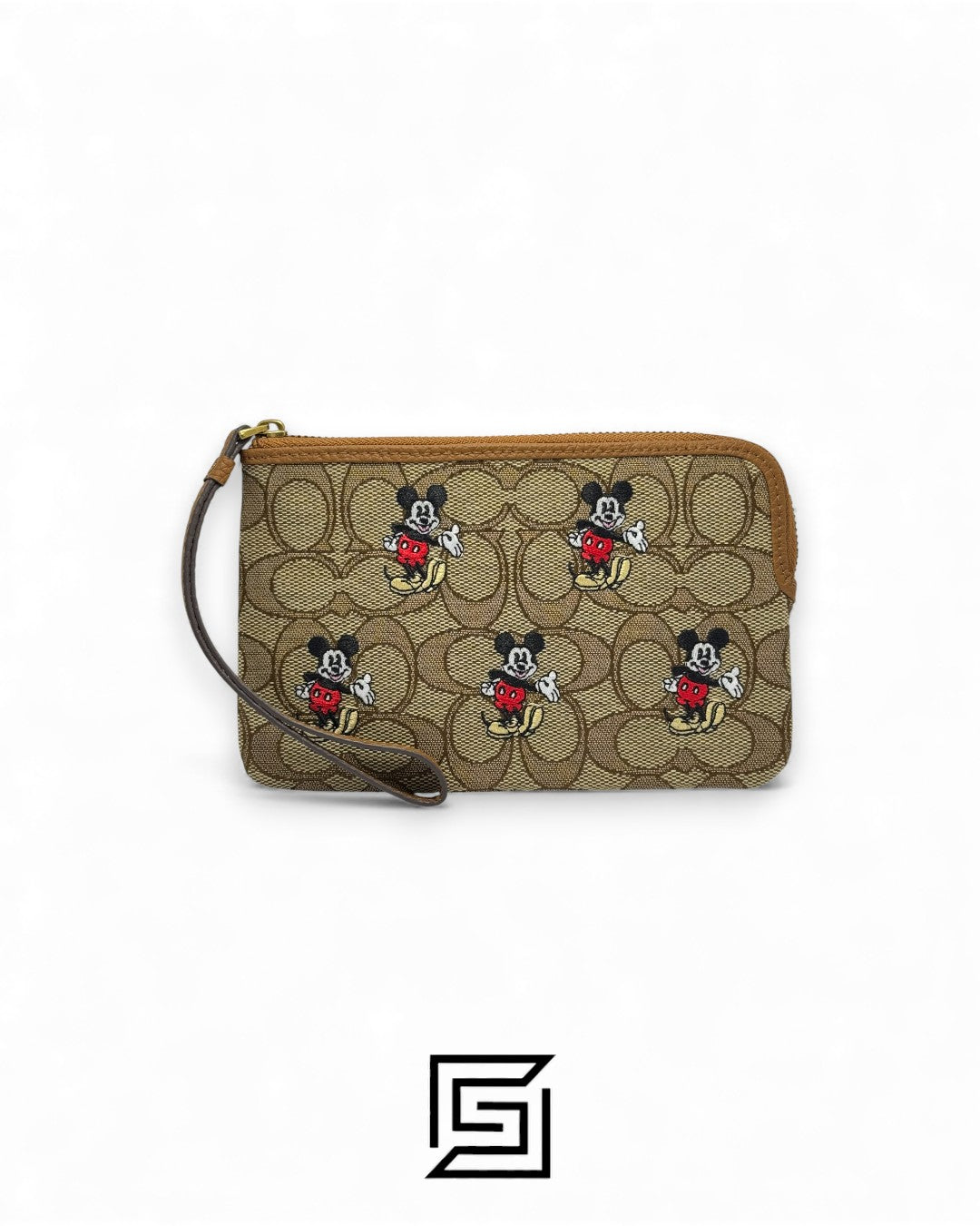 Disney X Coach Corner Zip Wristlet In Signature Jacquard With Mickey Mouse Print Style No. CN033