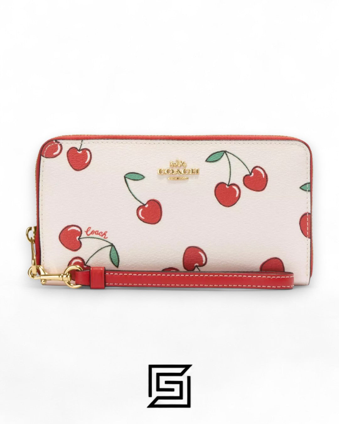 Long Zip Around Wallet With Heart Cherry Print Style No. CF406
