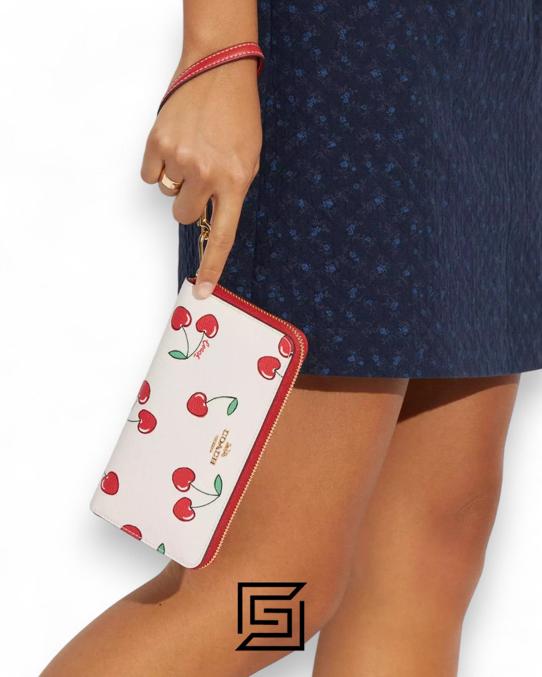 Long Zip Around Wallet With Heart Cherry Print Style No. CF406