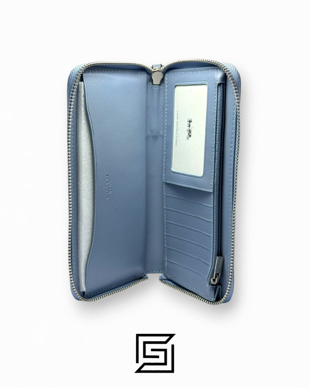 Coach Dempsey Large Phone Wallet In Signature Jacquard With Stripe And Coach Patch Blue Style No. C9073