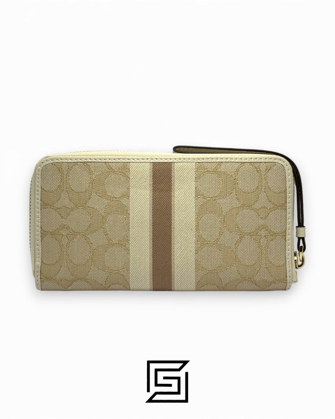 Coach Dempsey Large Phone Wallet In Signature Jacquard With Stripe And Coach Patch Khaki Style No. C9073