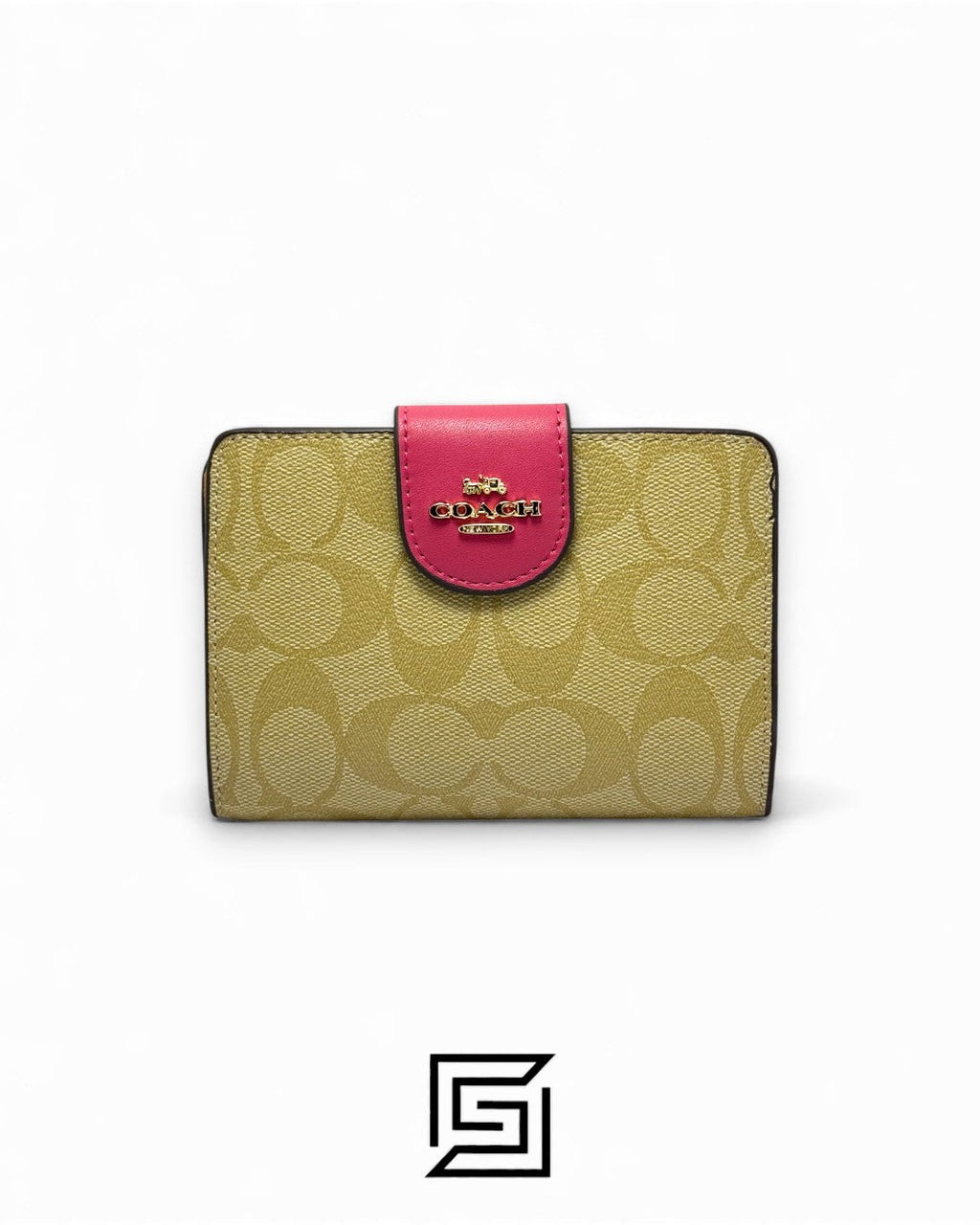 Coach Medium Corner Zip Wallet In Signature Canvas Pink Style No. C0082
