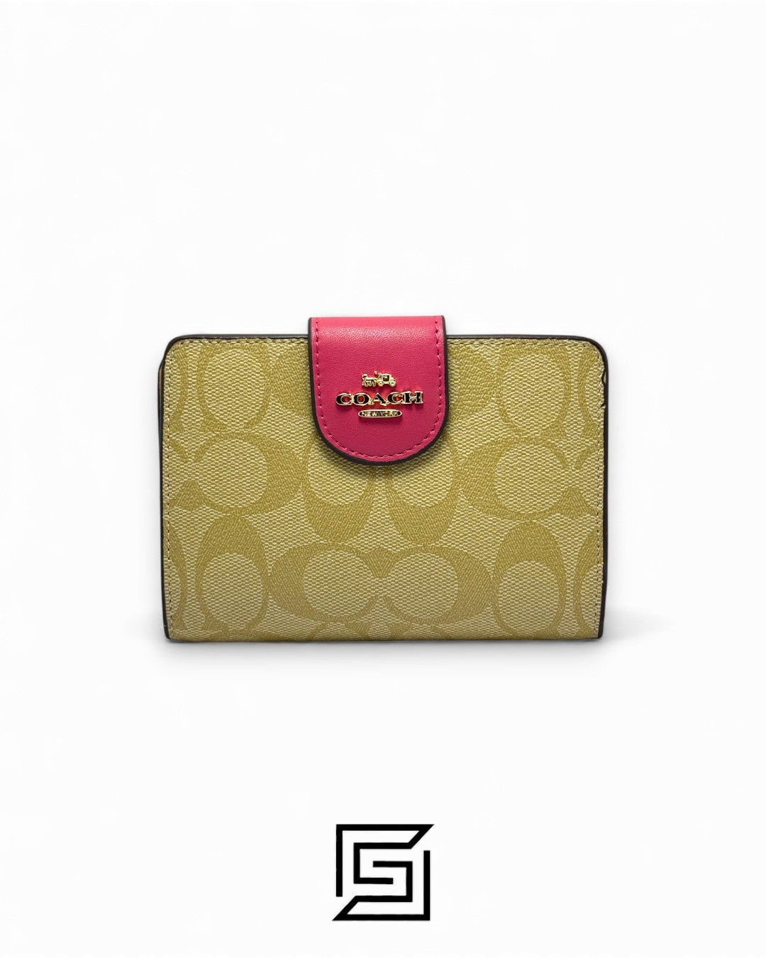 Coach Medium Corner Zip Wallet In Signature Canvas Pink Style No. C0082