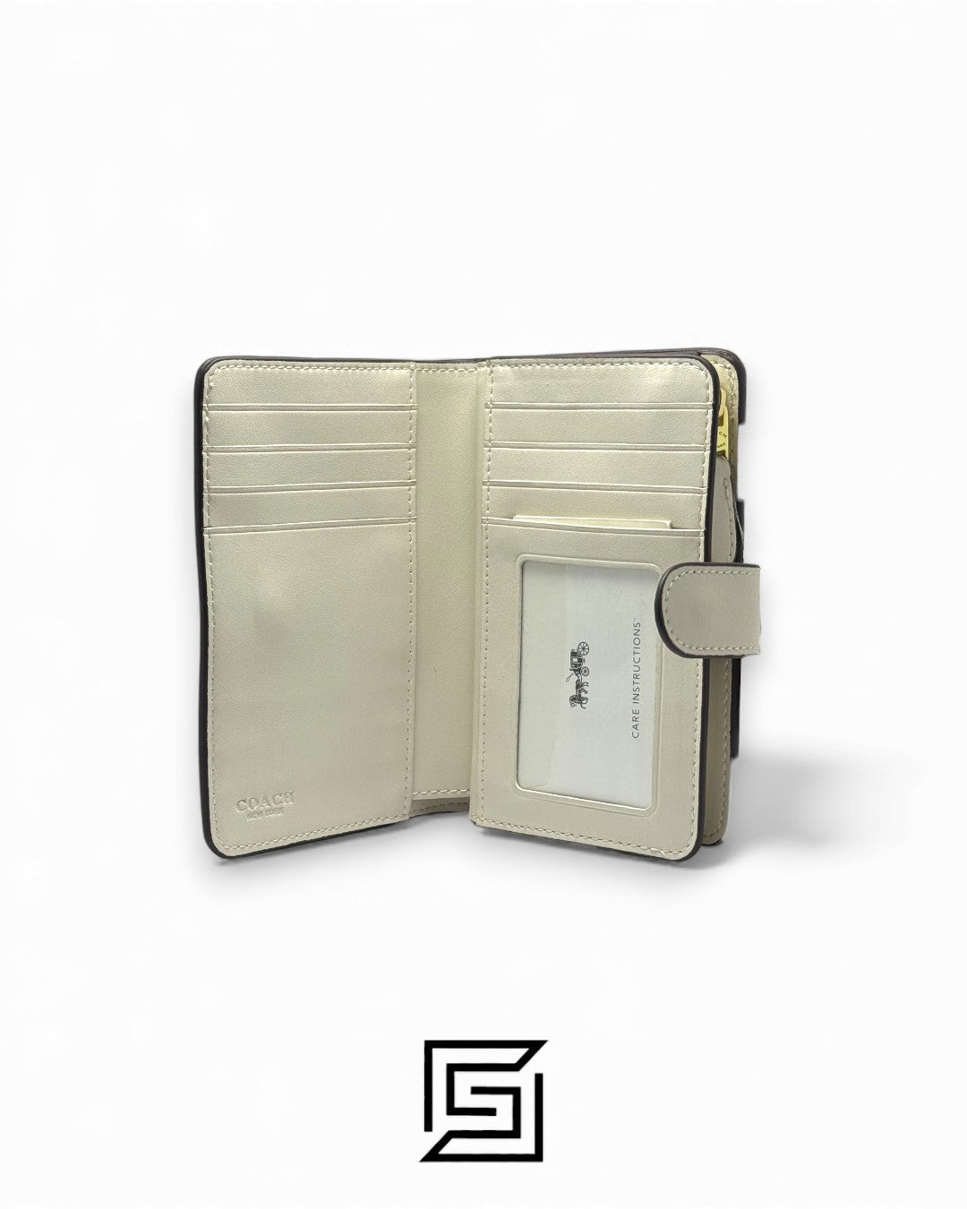 Coach Medium Corner Zip Wallet With Dandelion Floral Print White Style No. 2885