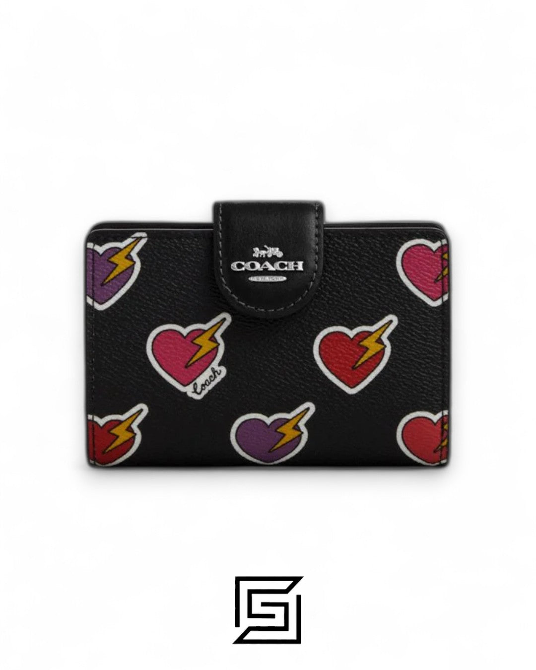 Coach Women's Medium Corner Zip Wallet With Heart Bolt Print Style No. CW527