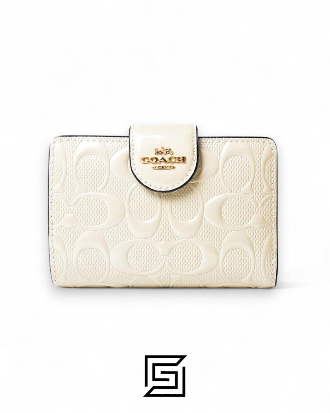 Coach Medium Corner Zip Wallet In Signature Leather in White Style No. CV414