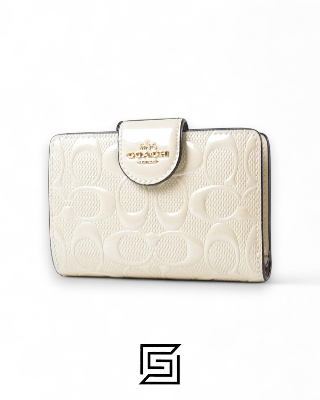 Coach Medium Corner Zip Wallet In Signature Leather in White Style No. CV414