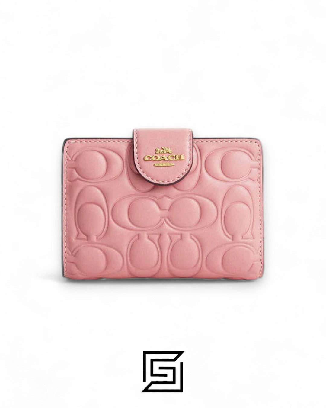 Coach Medium Corner Zip Wallet With Signature Leather Pink Style No. CM241