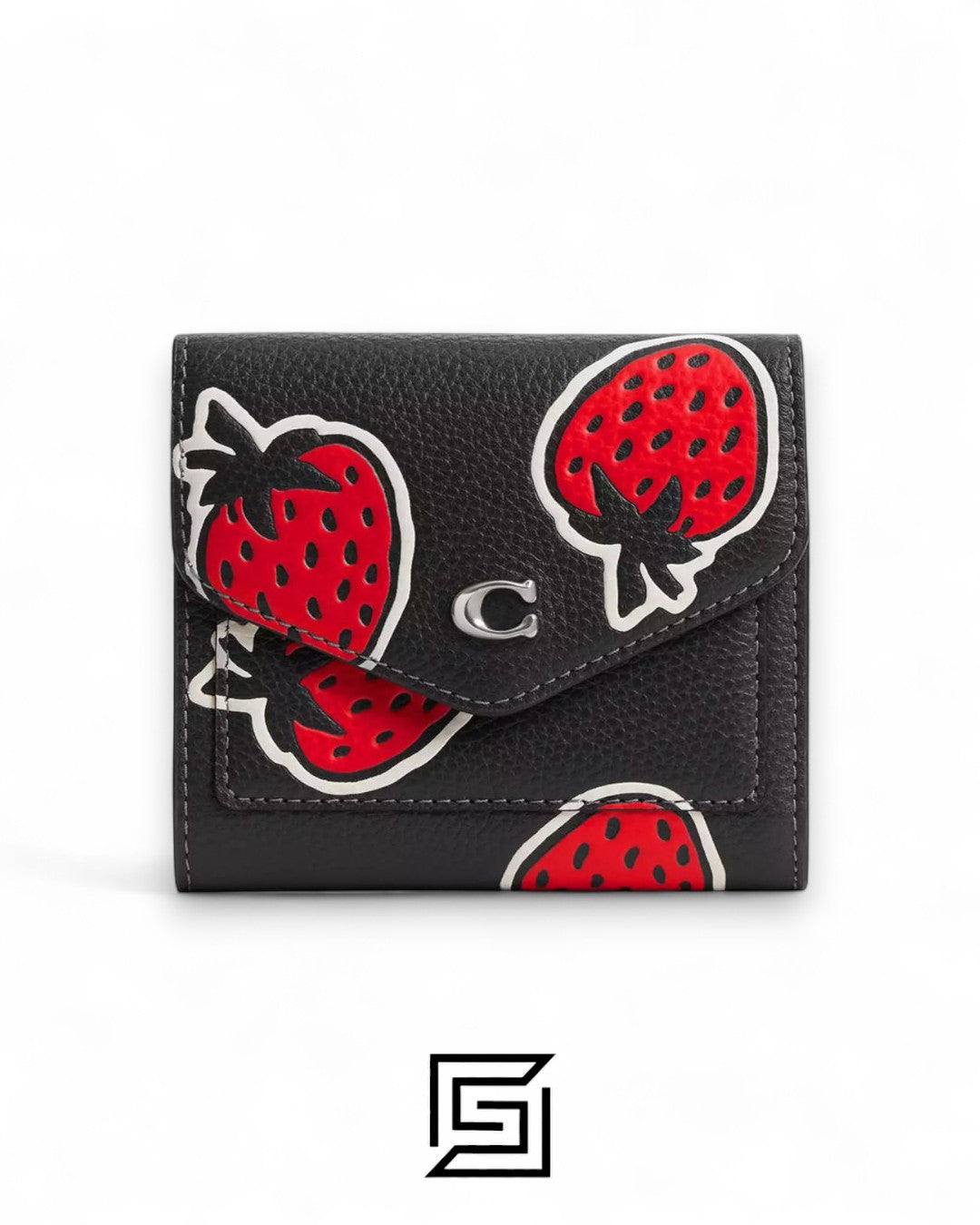 Coach Wyn Small Wallet With Strawberry Print Black Style No. CU474